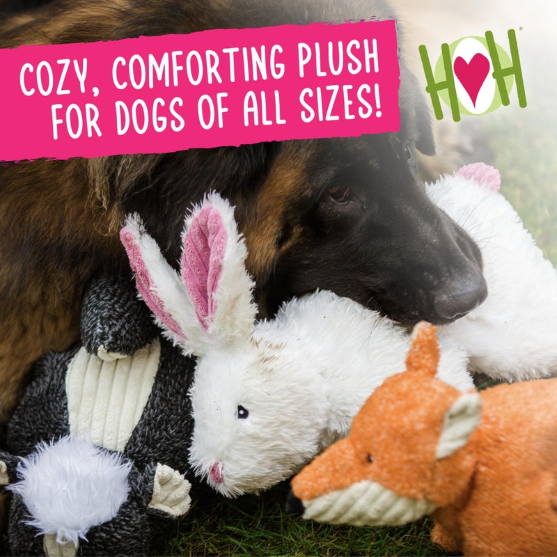HuggleHounds Plush, Dog Toy, Durable Knot-Less Squooshie Bunny, White - Image 2
